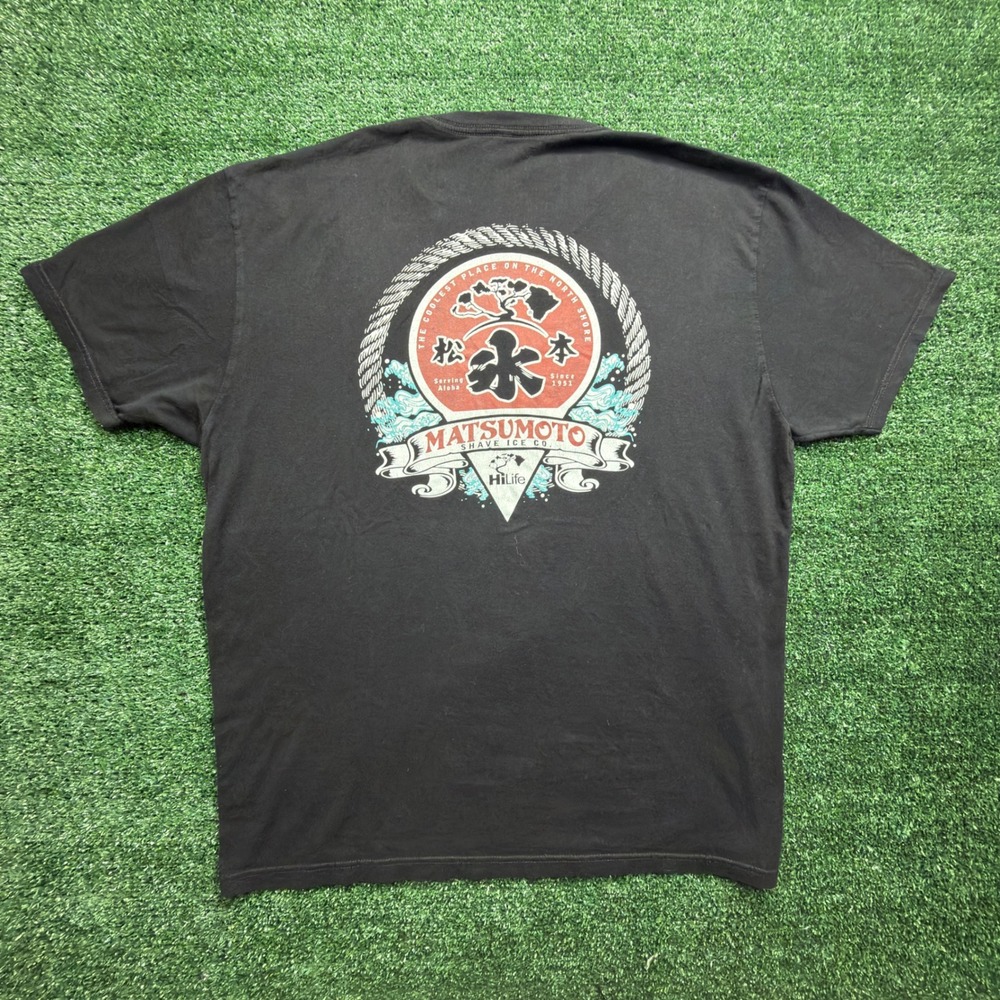 VTG Y2K SURF Matsumoto Shave Ice Co Hawaii HiLife Graphic T-Shirt Mens XL Black